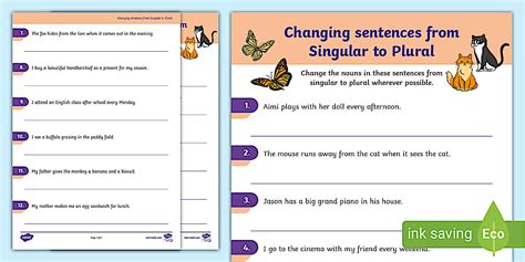 Changing sentences from singular to plural