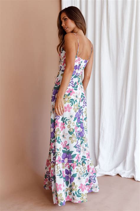 Shop the Beachside Flounce Hem Maxi Dress White Floral | Selfie Leslie