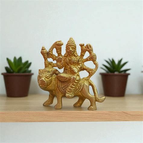 Brass Durga Mata Murti | Sherawali Mata Idol for Puja & Decor – Malawala