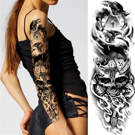 Buy Kotbs 8 Sheets Full Arm Temporary Tattoos Sleeve and Half Arm ...