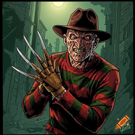 Comic book style Freddy Krueger illustration on Craiyon