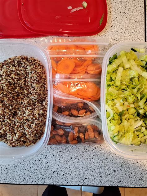 Meal prep part2: Quinoa(used in place of morning oatmeal), salad (to be eaten with chicken ...