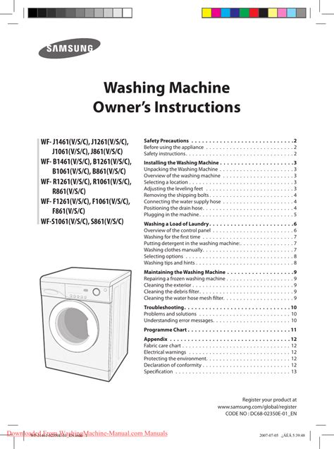 Image result for Samsung Washing Machine Operating Manual