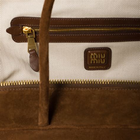 Cocoa Brown Suede Beau Bag | Miu Miu