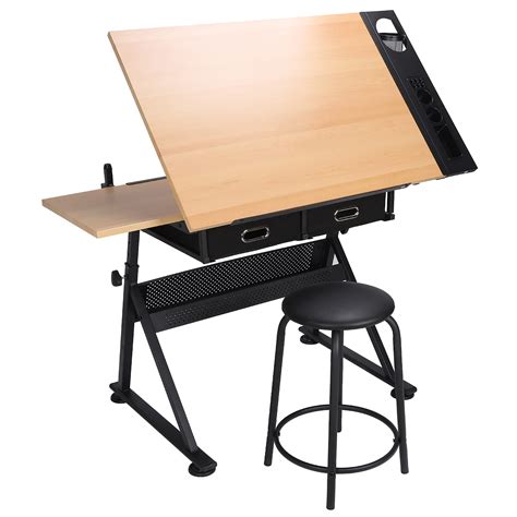 Writing Table Artist Table And Tiltable Tempered Glass Desk Storage ...