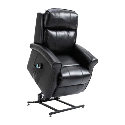 Buy Black Faux Leather Elderly Power Lift Recliner 8-Point Massage ...