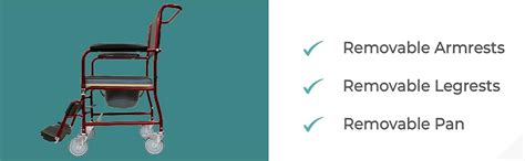 Healthshine Commode Chair Foldable Frame Wheelchair with Removable ...