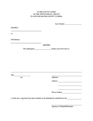 Fillable Online IN THE COUNTY COURT OF THE NINTH JUDICIAL CIRCUIT IN ...