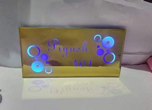 ARANAUT Rectangular Blue Bubble led Name Plate. Yellow blue Name Plate ...