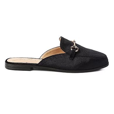 London Rag Women's Velvet Buckled Mules
