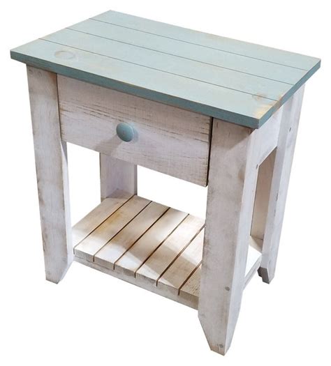 Solid Wood Coastal End Table With Drawer, Beach Table, Slatted Table - Etsy