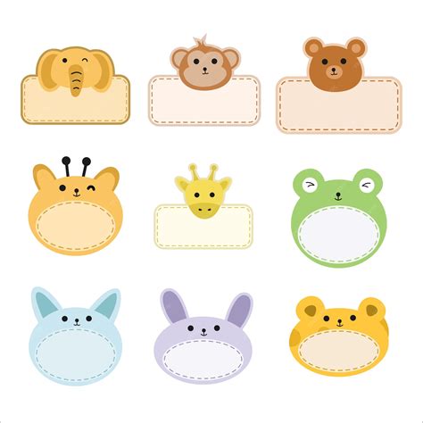 Premium Vector | Set of cute name tag vector