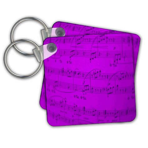 3dRose Sheet Music in Purple - Key Chains, 2.25 x 2.25 inches, set of 2 ...