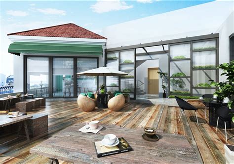 小户型复式装修设计时在阳台处搭上凉棚，宽大的露台被打造成一座空中花园，让人一见倾心-家居美图_装一网装修效果图