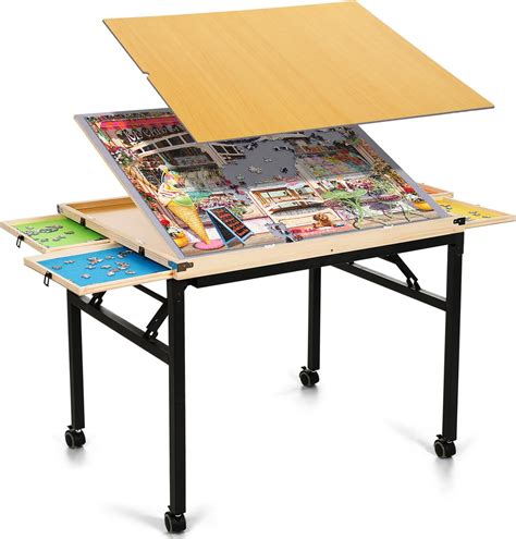 Amazon.com: Puzzle Table with Drawers and Folding Metal Legs 1500 ...