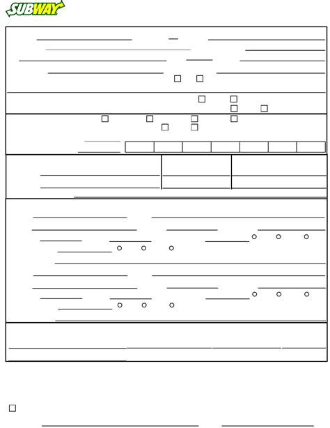 Free Subway Employment Application - PDF | 98KB | 2 Page(s) | Employment application, Printable ...