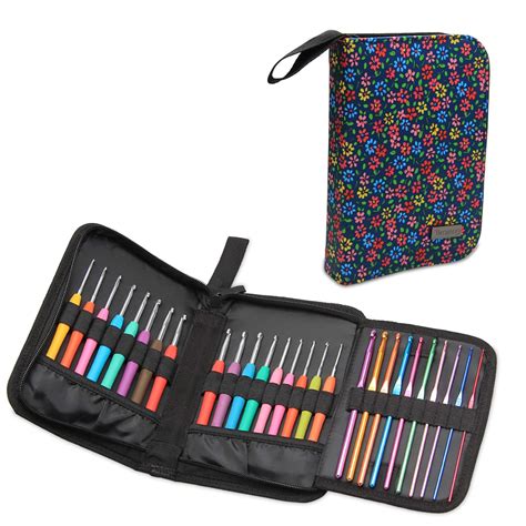 Teamoy Crochet Hook Case, Travel Carry Bag for Ergonomic Crochet Hooks ...