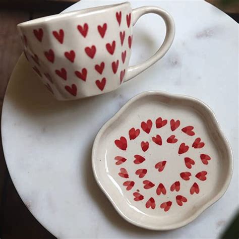 Buy WEAVING HOMES Handcrafted Ceramic Heart Mug & All Heart Dessert ...