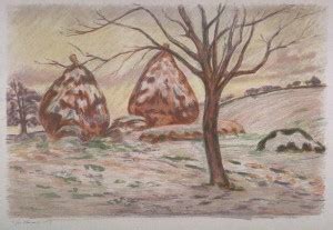 Landscape with Haystacks (Medium) Paper Print - Art & Paintings posters ...