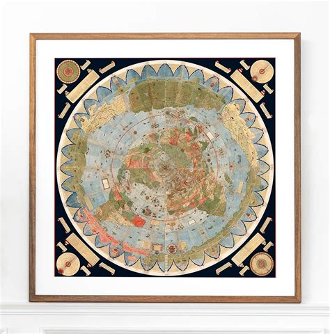 1587 Urbano Monte World Map for Wall - Unframed Flat Earth Historic ...