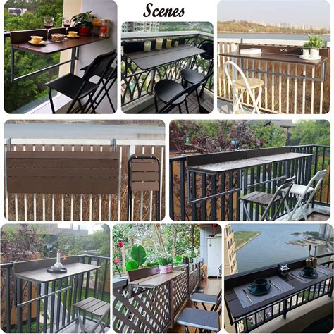 Buy Balcony Railing Hanging Table, 5-Way Adjustable Height ...