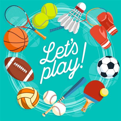 Poster with sport and gaming equipment vector illustration of healthy ...