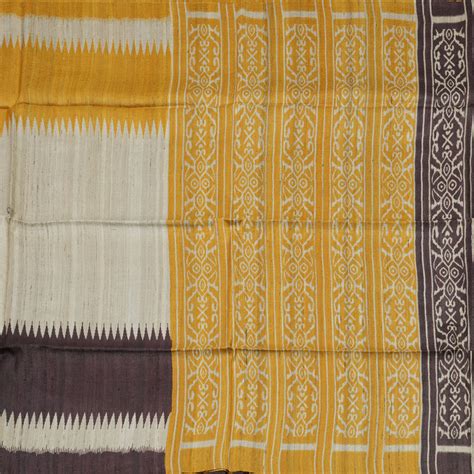 Hayagrivas Beige Pure Tussar Saree with Yellow & Paaku border KBE1383J ...