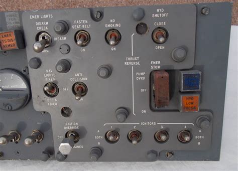 Douglas DC-8 AIrliner Pilot's Overhead Instrument Panel With Switche ...