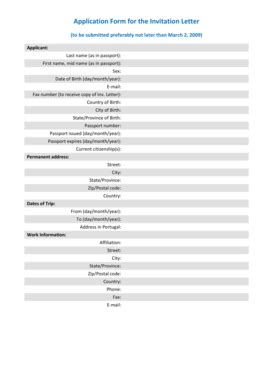 Fillable Online ipfn ist utl Application Form for the Invitation Letter ...