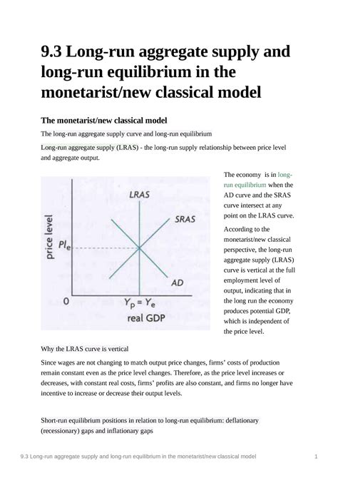 9 - Explaining long run aggregate supply (LRAS) in the monetarist model ...