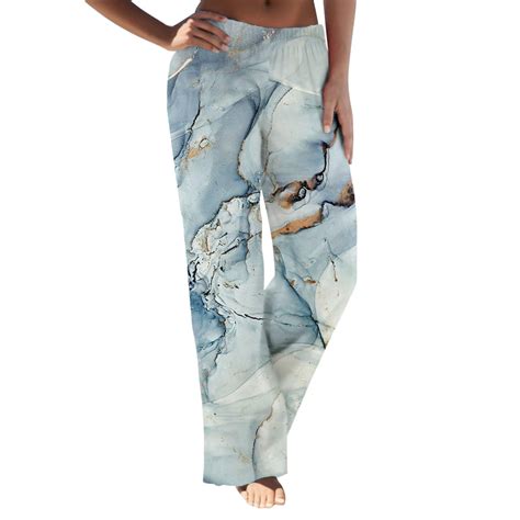 Summer Palazzo Pants Flowy Trousers Elastic Waist Floral Printed ...