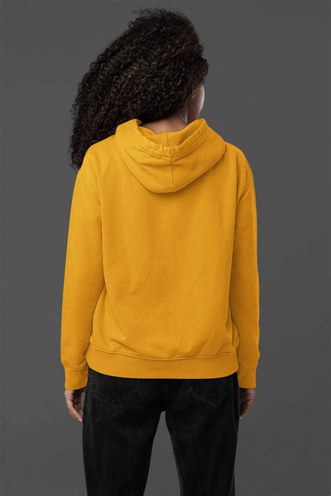 Women's Hooded Sweatshirt in Solid Mustard Yellow