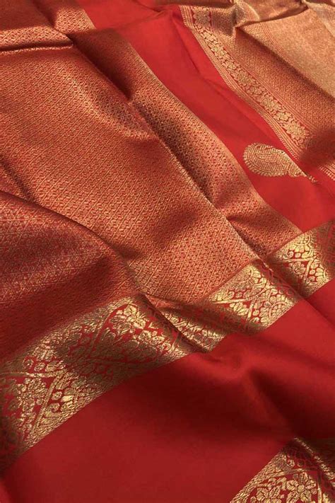 PS1K2MK423040409 Red Kanjeevaram Handloom Pure Silk Saree
