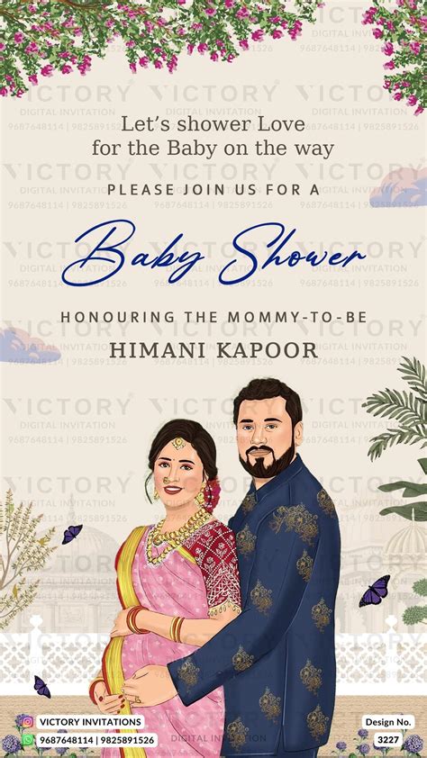 traditional couple caricature invitation card for Baby Shower ceremony ...