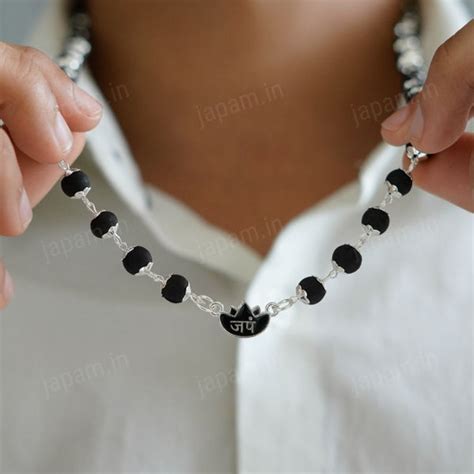 Silver Plated Eternal Karungali Mala - Natural Ebony Wood (Govt. Certi ...