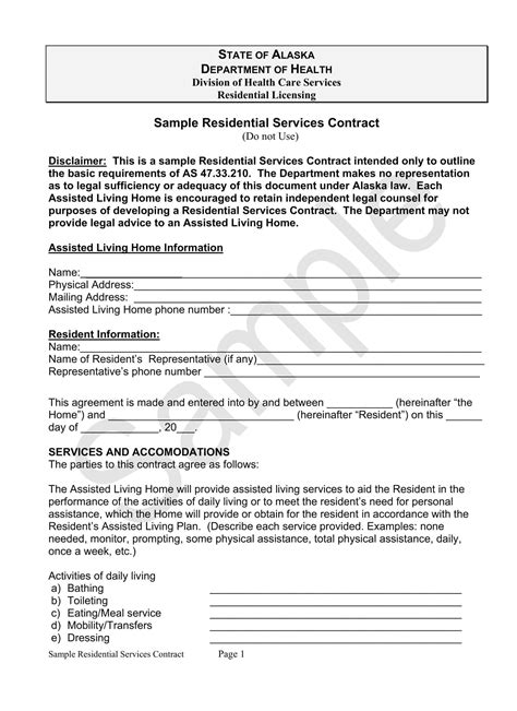 Free Printable Residential Service Contract Examples [PDF]