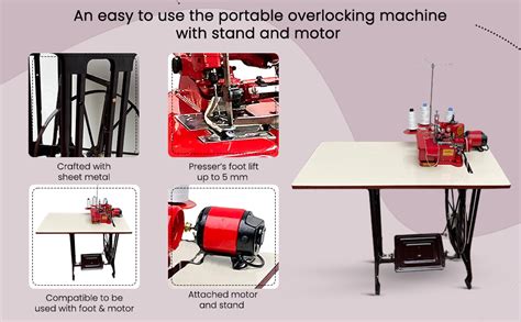 Guru Special Overlock Sewing Machine with Stand Table and Motor ...