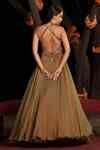 Buy Green Satin, Chiffon Beads, Crystals Sweetheart Neck Embroidered ...
