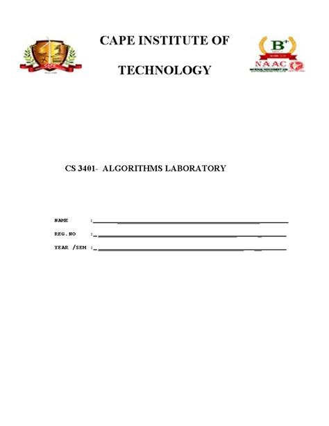Algorithm LAB - Practical lab manual - CAPE INSTITUTE OF TECHNOLOGY CS ...