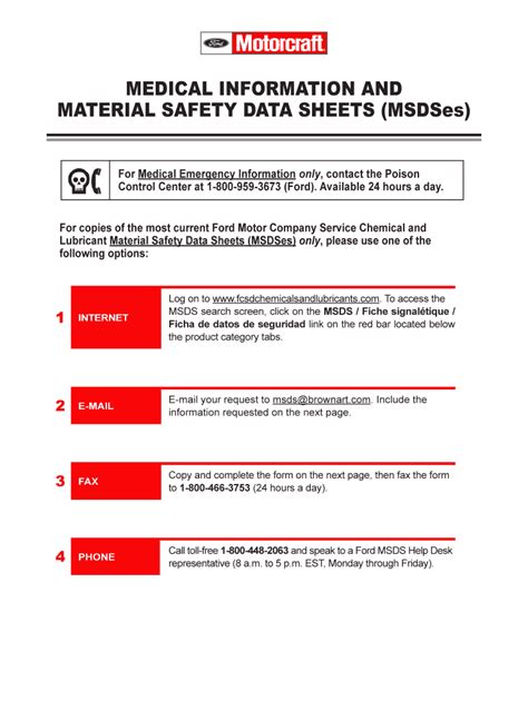 Ford Material Safety Data Sheet Request Form - Blank Fillable Template ...