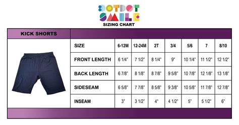 Youth Medium Size Chart Shorts at Brianna Hort blog