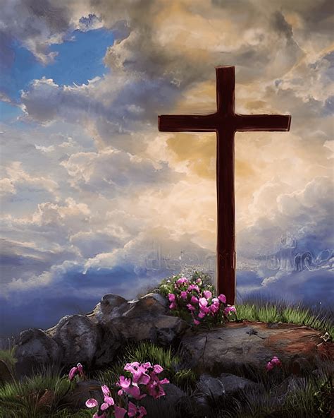 Christian Cross on a Hill · Creative Fabrica