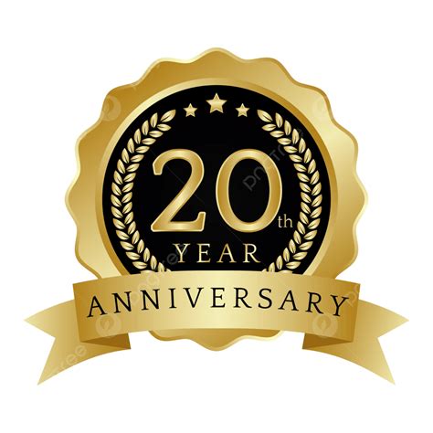 20th Year Anniversary Medal Or Badge With Paddy And Ribbon In Gold ...