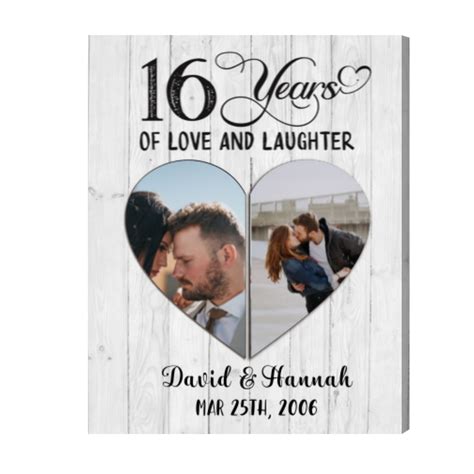 16 Year Of Love And Laughter Photo Canvas, Personalized Photo Gift For ...