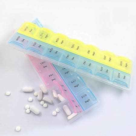 Iktu 14 Slots 7 Day Tablet Pill Storage Box Weekly Medicine Organizer ...