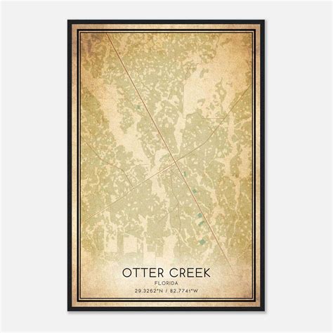 Vintage Otter Creek Florida Map Poster, Otter Creek FL City Road Wall ...