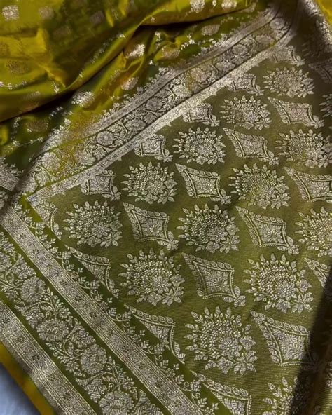 Kalyani – Green Banarasi Katan Satin Silk Saree with Golden Zari Weavi ...