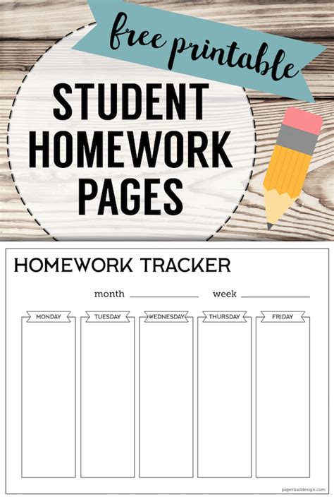 Image result for Free Printable Student Homework Planner