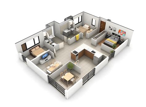 Modern 3 Bedroom Apartment Floor Plan | Premium AI-generated image