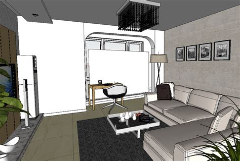 室内精品客厅装修SketchUp模型免费下载 - 居住空间 - 土木工程网